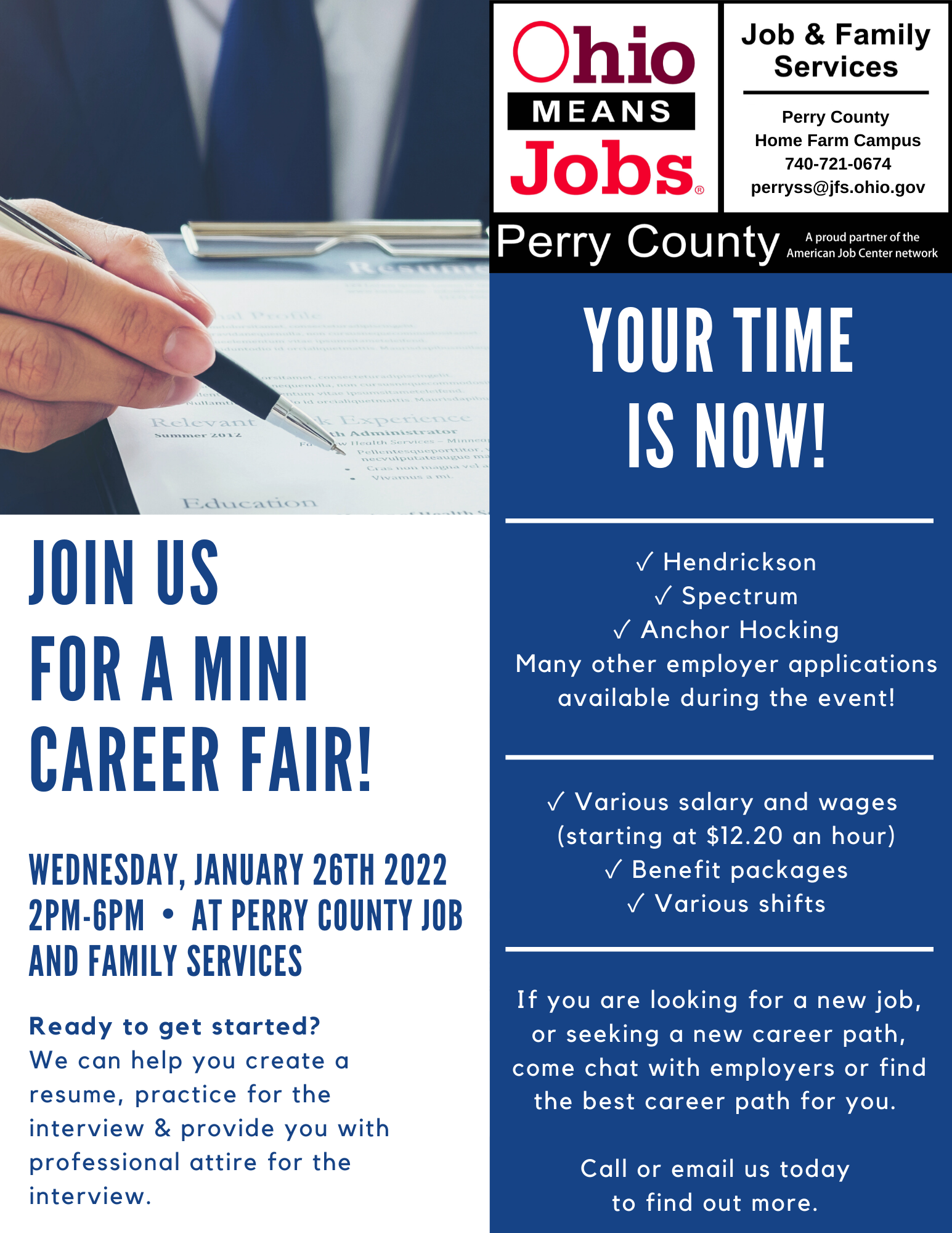 Ohio Means Jobs Join us for a Mini Career Fair January 26, 2022