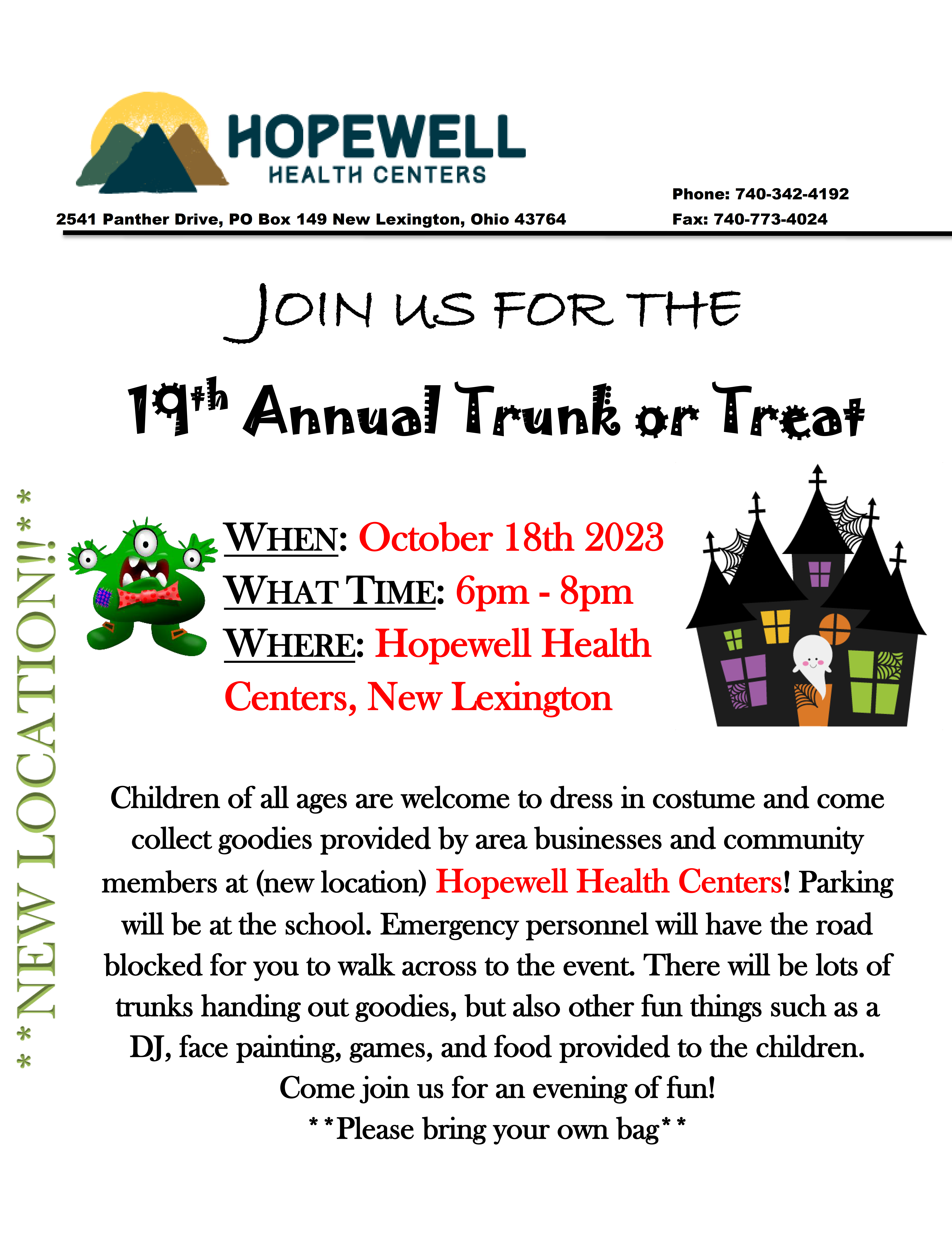 Trunk or Treat: Wednesday, October 25, 2023